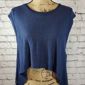 Silence + Noise Asymmetrical Blue Knit Top Size M